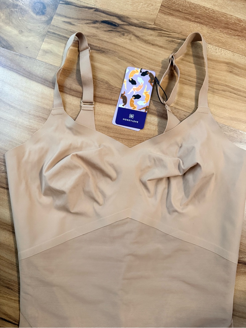 NWT Honeylove Mid-Thigh Bodysuit Shapewear 1X Wireless Bra Targeted Compression - Picture 11 of 11